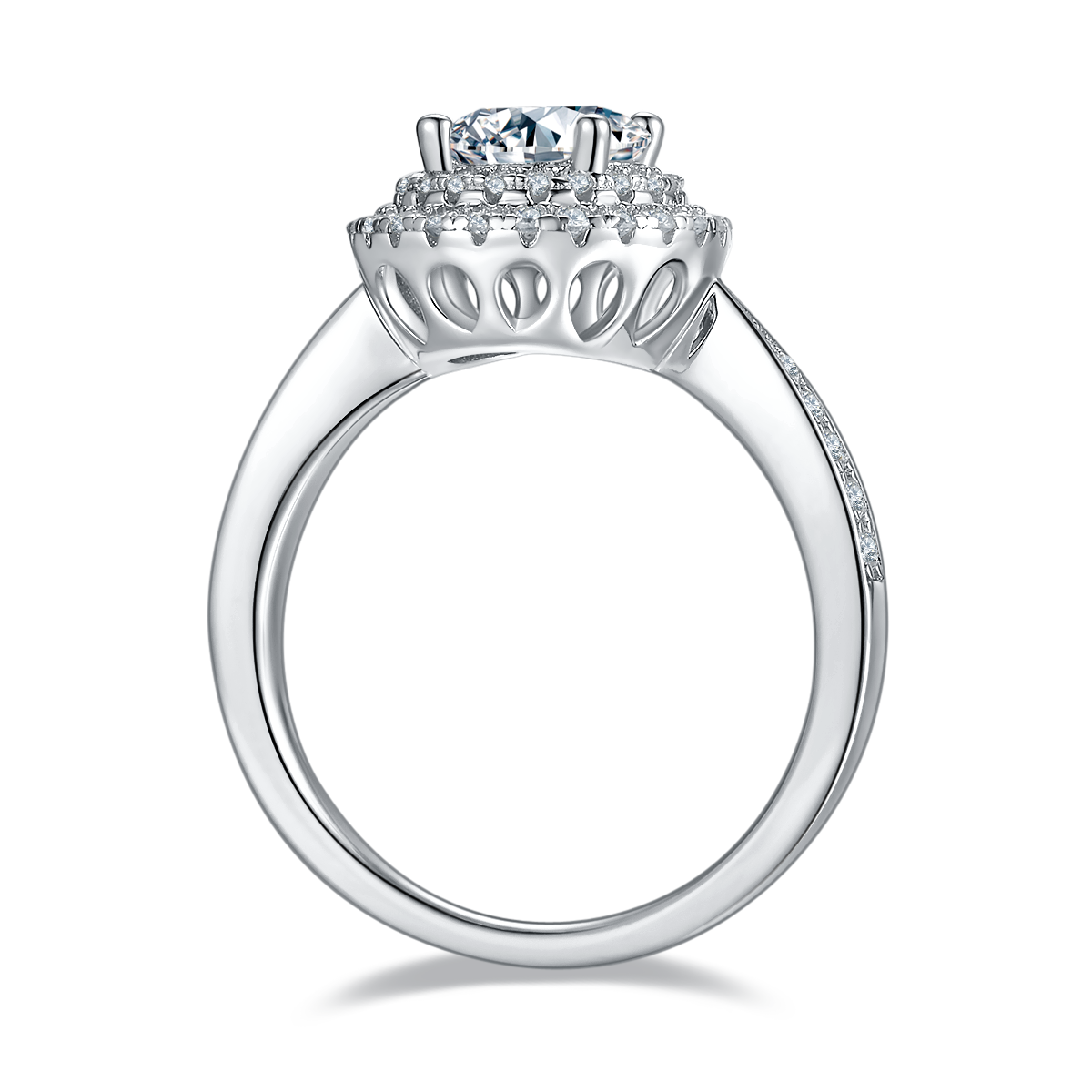 Exquisite round S925 silver plated white gold moissanite diamond women's ring 1.0 carat D-grade